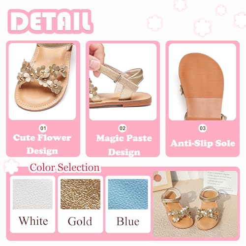 Image of Flaryzone Girls Sandals Open Toe Summer Flats Dress Sandals Shoes Toddler /Little Kid