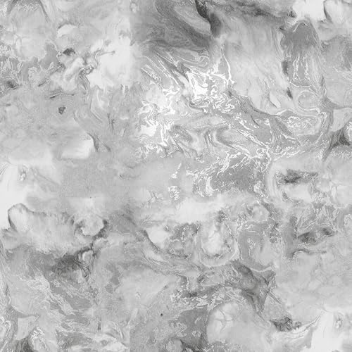Swehooirt Grey Marble Wallpaper Features Silver Metallic Highlights Abstract Marble Effect Wallpaper for Living Room Feature Wall Bedroom Hallway