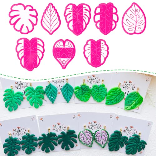 Leaf Shape Polymer Clay Cutters Set Molds and Clay Cutters for Polymer Clay Botanical Clay Earring Tools