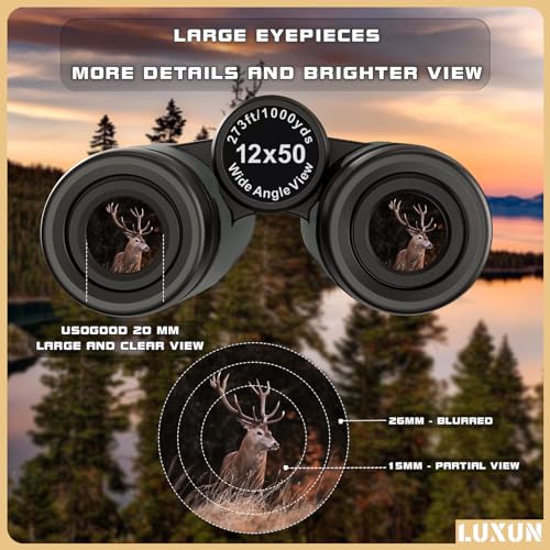 Binoculares LUXUN 12x50 para caza y aventura miniatura 4