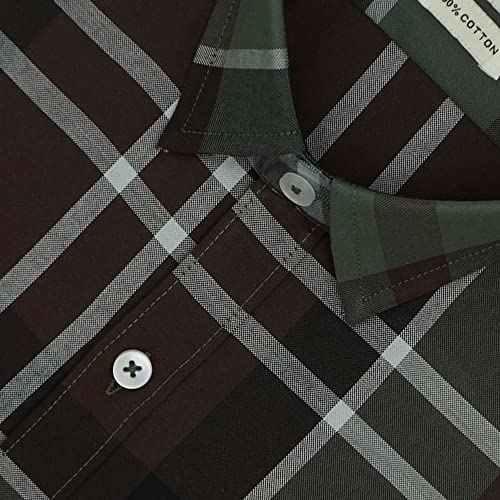 Image of GHPC 100% Cotton Checkered Half Sleeves Regular Fit Formal Shirt for Men