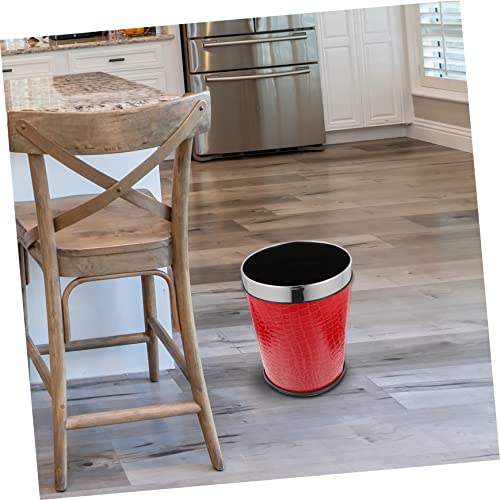Caneca de basura rectangular sin tapa rojo para baño y cocina miniatura 6