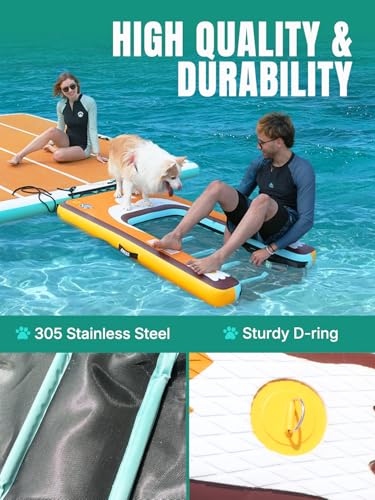 Image of Niphean Dog Pool Ramp, Non-Slip Floating Dog Boat Ramp Up to 240 Pounds | Inflatable Dog Water Ramp for Pool, Boat, Dock & Lake, Safe & Durable Ladder for Large Pets to Easy Water Access