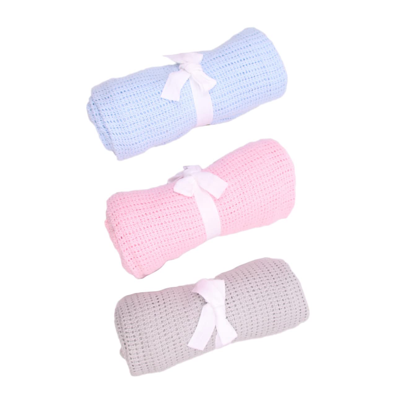 3 Piezas Manta de Algodón para Recién Nacidos para Envolver Bebés y Niñas Azul Claro Rosa y Gris
