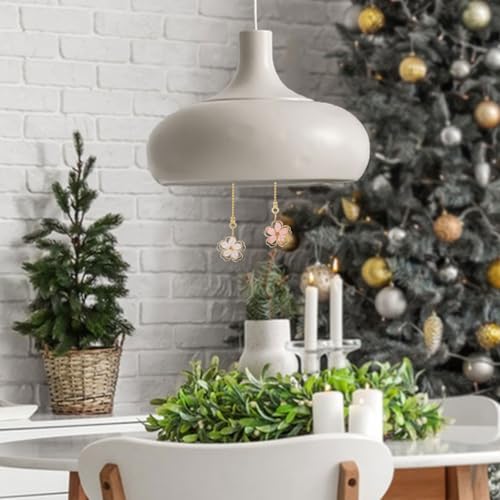 Image of GLOBLELAND 4 Pcs Flower Ceiling Fan Pull Chain Alloy Glass Ceiling Fan Extension Ornaments Light Pull Chain with Connector for Ceiling Light Fans