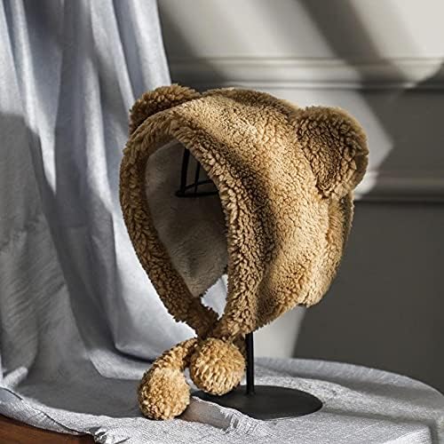 ANKOMINA Winter Cute Bear Ear Warm Hat Women Plush Earflap Beanie Hat Kids Girls Windproof Skull Cap - Image 6
