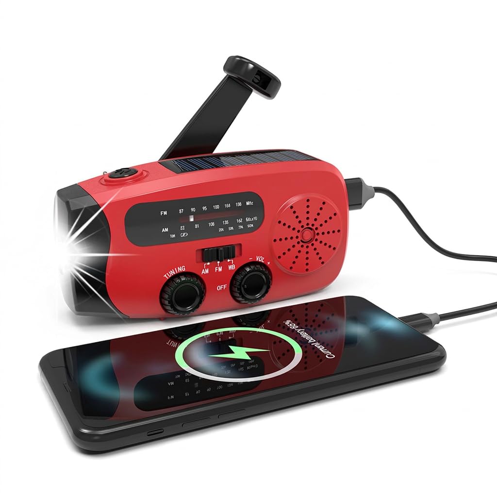 Wind Up Radio, Solar Emergency Radio, Portable Hand Crank Radio Torch