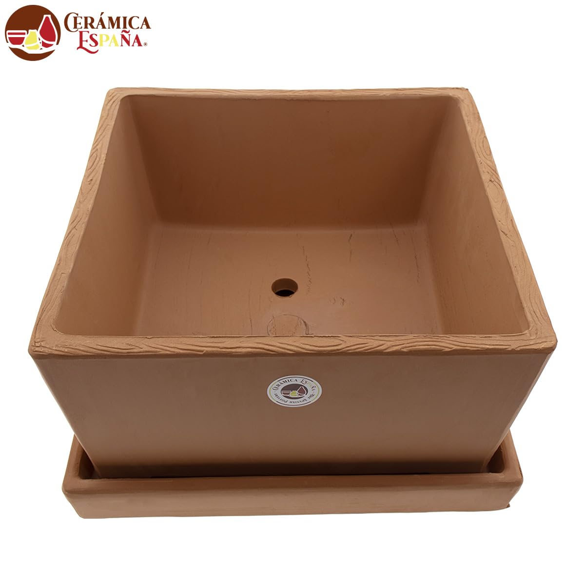 CERÁMICA ESPAÑA | Macetas de Barro Rojo | Macetas Decorativas | Macetas de cerámica | Macetas Exterior | Maceta Interior | Maceta Bonsai - Modelo J03 | 32x32x19 cm | Plato Incluido