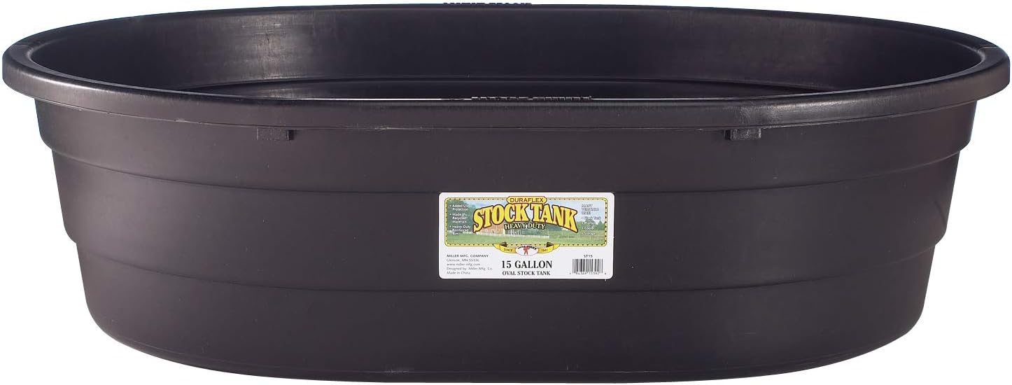 Little Giant® Poly Oval Stock Tank | Water Trough | Plastic Pond Tub | Heavy Duty Feeding & Watering Trough for Livestock | 15 Gallons