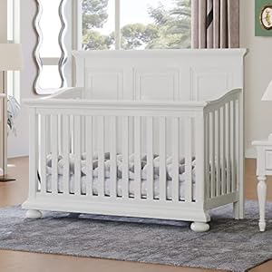 Traditional farmhouse style 4 in 1 full size convertible crib converts to bed daybed and full size bed white  urban country home decor