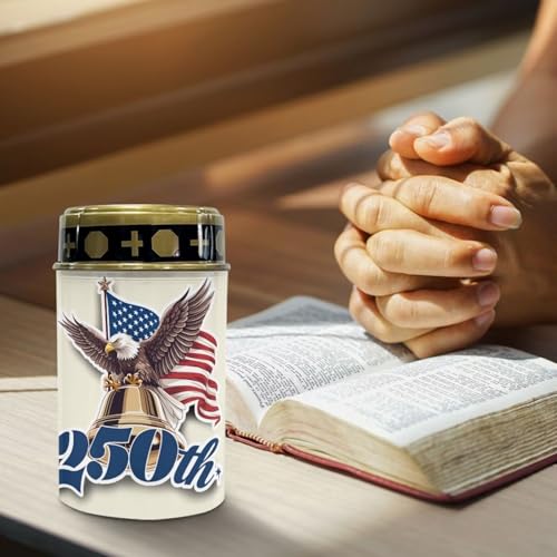 Image of Poceacles Eagle American Flag 250th Print Solar Candle Cemetery Solar Lights for Grave LED Garden Flameless Powered Pathway Lights for Independence Day USA 250th Anniversary Decor
