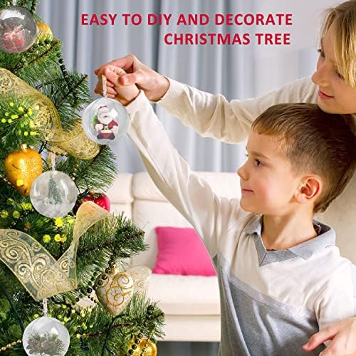 20pcs Clear Baubles Christmas Tree Decorations, Clear Fillable Baubles 5cm Clear Empty Plastic Baubles Hanging Ball Ornaments Christmas New Year Wedding Birthday Party Decorations