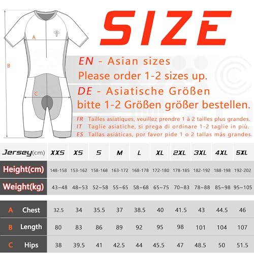 Triathlon Anzug Herren,Trisuit Einteiler,Einteiliges Radtrikot,Gepolstert einteilig Trisuit Bike Short Trisuit Einteiler für Wettkampf,Herren Fahrrad Skinsuit (Typ-11,XL)