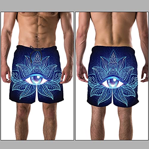 Short de bain homme dragon chinois avec 2 poches bleu S