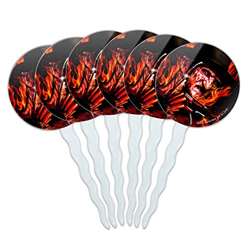 A Nightmare on Elm Street Freddy's Fire Cupcake Picks Toppers Decoration Set of 6