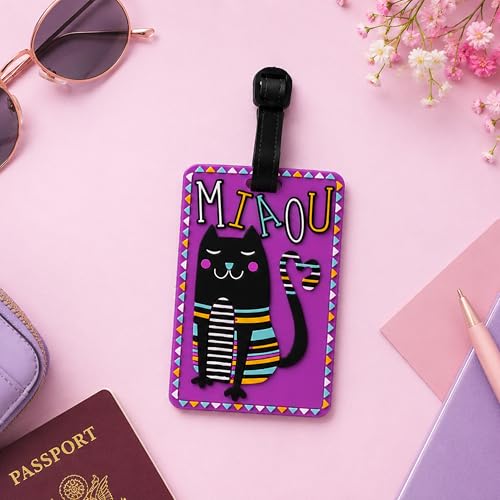Image of Storite Pack of 2 Luggage Tags with Black Silicon Strap (Multicolor)