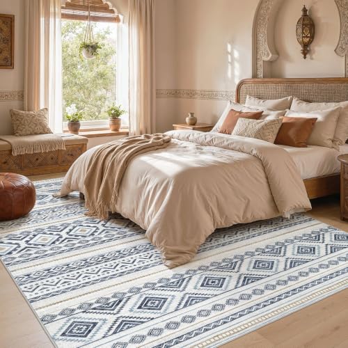 Image of cotiled Boho 5x8 Area Rugs for Living Room: Soft Moroccan Washable Rug