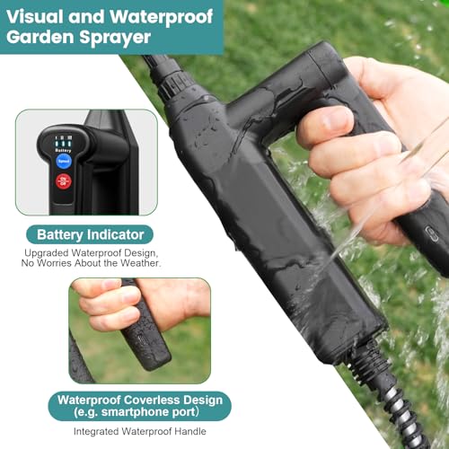 Image of Battery Powered Sprayer 1.35 Gallon, 2026 Electric Garden Sprayer with 3 Adjustable Speeds, 4 Mist Nozzles, Rechargeable Handle, Retractable Wand with Adjustable Shoulder Strap for Weed Lawn(Blue)