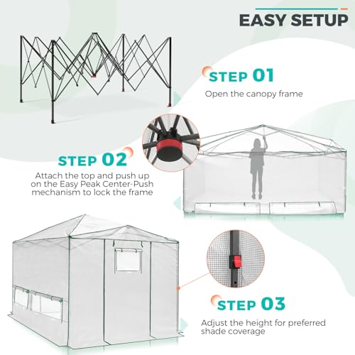 Image of EAGLE PEAK 12x8 Easy Setup Pop Up Greenhouse, Support Pole, Clear /White