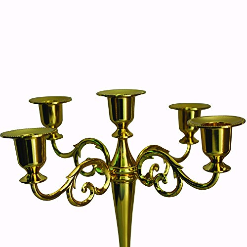 Antique Style Metal Pillar Candelabra Chic Decor Candle Holders Gold Color (5 Candle Holders) #TOP2