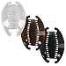 Set of Three 6.5 Inch Banana Clip Hair Clincher Interlocking Black Clear Tortoise