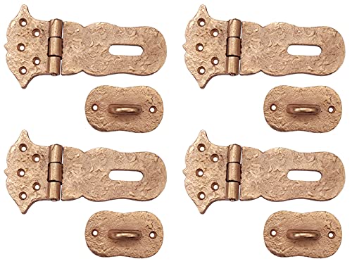 Image of Adonai Hardware inchParan inch Heavy Duty Cast Iron Safety Hasp and Staple (6 inch x 4 Pack, Copper Finish) for Vintage Pirates Treasure Chest, Trunks, Wooden Jewelry Box, Cases, Furniture and Sheds