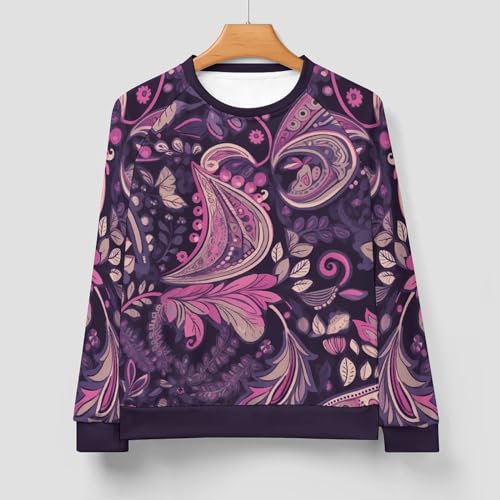 MARSVOVO Paisley Shirt for Men Floral Graphic Mexican Sweatshirt Vintage Colorful Casual Crew Neck Long Sleeve Tunic Top3