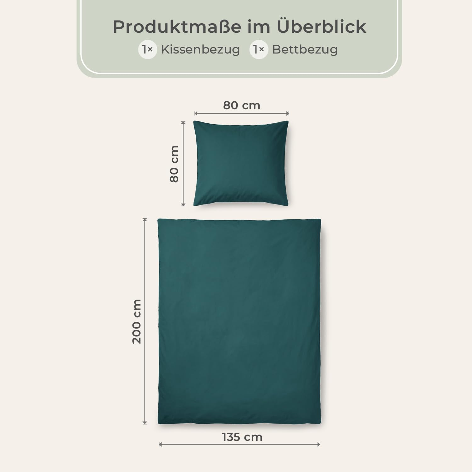 LAYNENBURG Premium SoftTouch Bettwäsche aus 100% Baumwolle & Oeko-TEX 100 | Bettwäsche-Set 135x200 + Kissenbezug 80x80 cm - extra weich, kuschelig, feiner als Flanell & Fein-Biber (dunkelgrün)