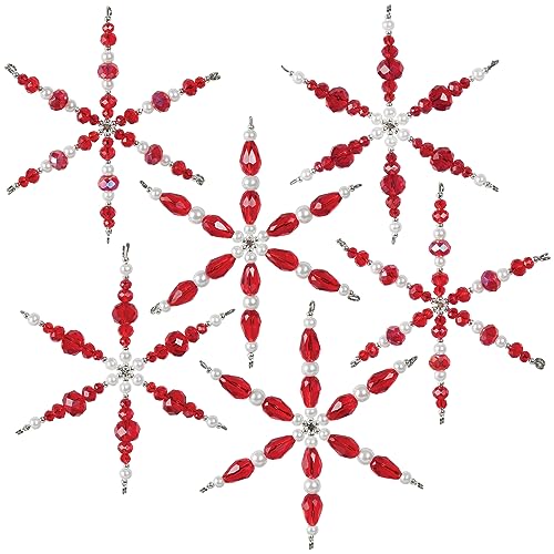 Solid Oak NC002 Kit Beaded Ornament Snowflakes Ruby