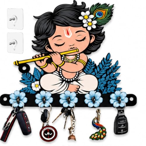 Image of Webelkart Premium Cute Krishna Key Holder for Home /Office Decor /Key Hanger for Wall Decor,Decorative Item for Home (Sky-1)