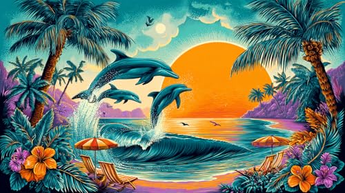 Puzzle imposible de delfín 1000 piezas para adultos, juego educativo y artístico de 75x50cm