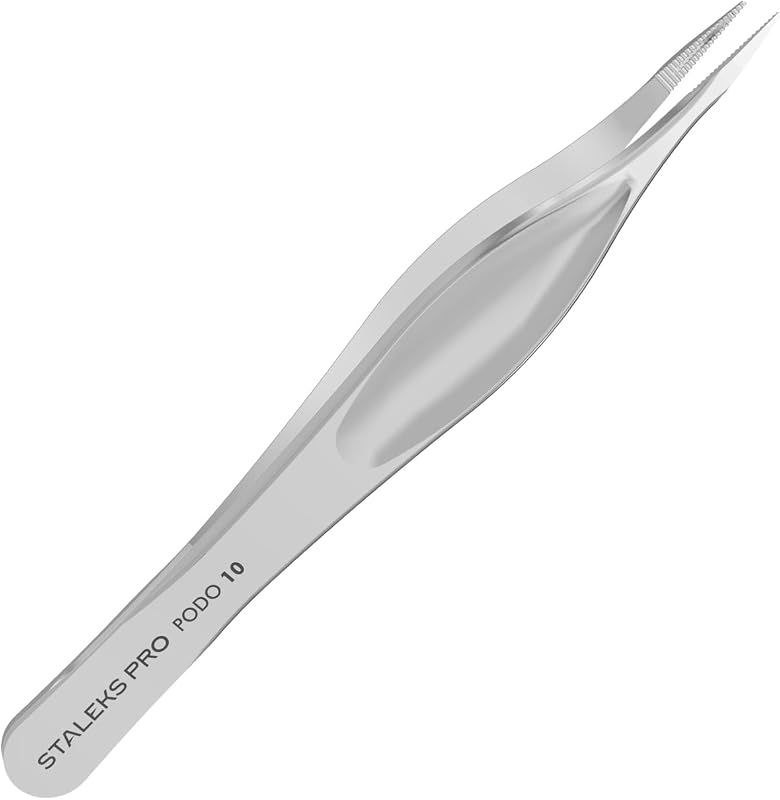 Staleks PODO 10 Podology Splinter Tweezers – Long Thin Working Part – Ideal for Ingrown Nail Removal, Calluses, and Foreign Body Extraction