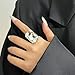 Sparkling Large Rectangle Rhinestone Open Statement Ring for Women Exaggerated Big Geometric Crystal Stone Thick Chunky Finger Adjustable Band Rings Wedding Brides Prom Party Cocktail Fashion Jewelry (Transparent)