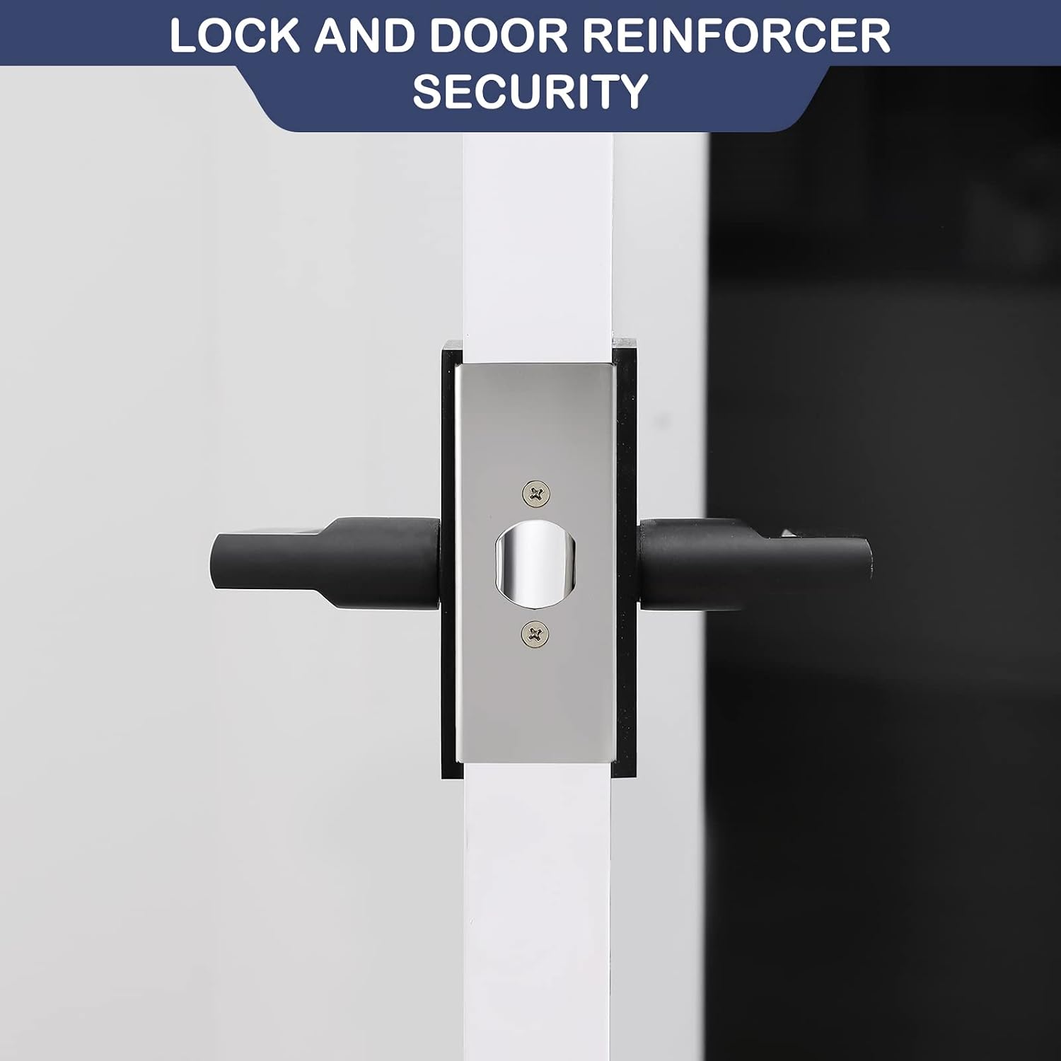 Door Reinforcement Plate, Stainless Steel, Fits 1-3/8" Doors, 2-3/8" Backset, Lock and Door Reinforcer Security, Door Knob/Lock/Latch/Deadbolt Cover Plate, Reinforce and Repair Wood/Metal Doors