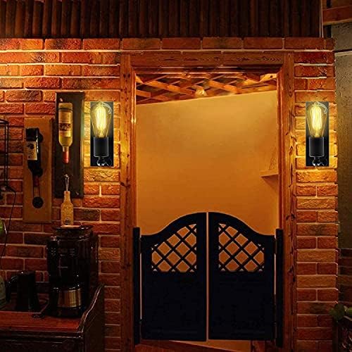 Vintage Wall Light, 2 Pack Black Wall Lighting, Retro Wall Spotlights, 360°Rotatable Spot, E27 Bulb Socket, Wall Sconce Indoor for Doorway, Bedroom, Living Room,Bedside, Stair
