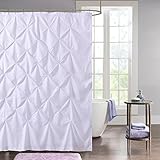 Sweet Home Collection Fabric Shower Curtain 70' x 72' with Unique Pinch Pleat Design, White