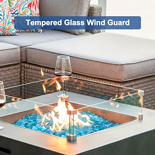 COSIEST-Outdoor-Propane-Square-Fire-Pit-Table-Celadon-Faux-Stone-35-inch-Planter-Base-50000-BTU-Stainless-Steel-Burner-Aqua-Blue-Fire-Glass-and-Rain-Cover-Metal-Lid