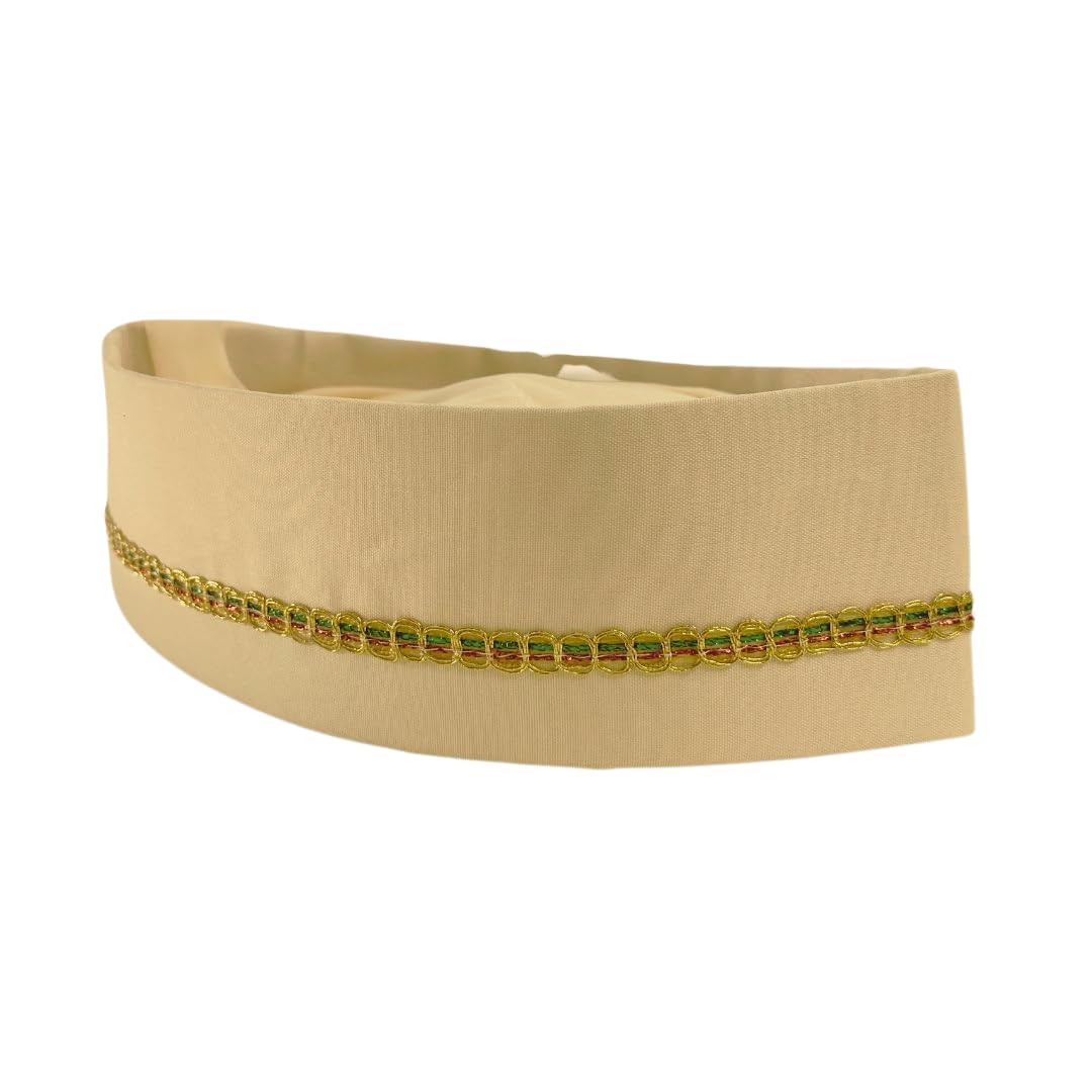 haldi mehendi shaadi HALDI MEHENDI SHAADIHALDI MEHENDI SHAADI 1 pc Traditional Topi for Maharashtrian Wedding Marriage Pooja Sakharpuda engament Function Cream with Golden zari Border for Men Gents Royal Marathi Style (1)-picture-17