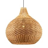 MTNROO Lámparas Colgantes Ratán Con Cúpula Bohemia Lámpara Araña Mimbre Tejida A Mano Lámpara Colgante De Estilo Pastoral Costero Lámpara Techo Bambú Esférica Beige Con Pantalla Para Sala Estar