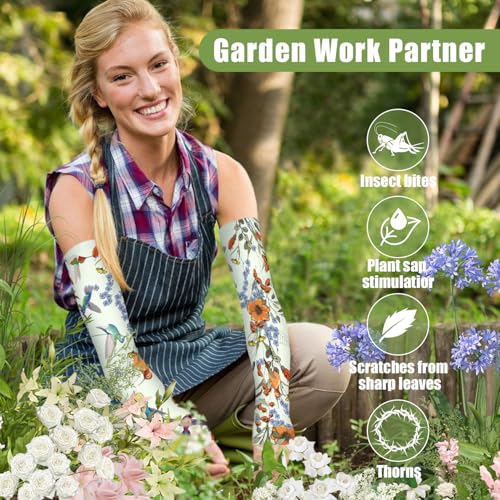 Image of Bebila Gardening Sleeves for Women Farm UV Sun Protection Anti-Scratch Cooling Sleeves with Thumb Hole Arms Cover Outdoors