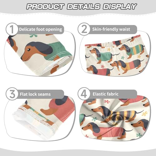 Wusikd Cute Dachshunds Girls Leggings Toddler Doodles Kids Yoga Pants Dance Active Tights 4T3