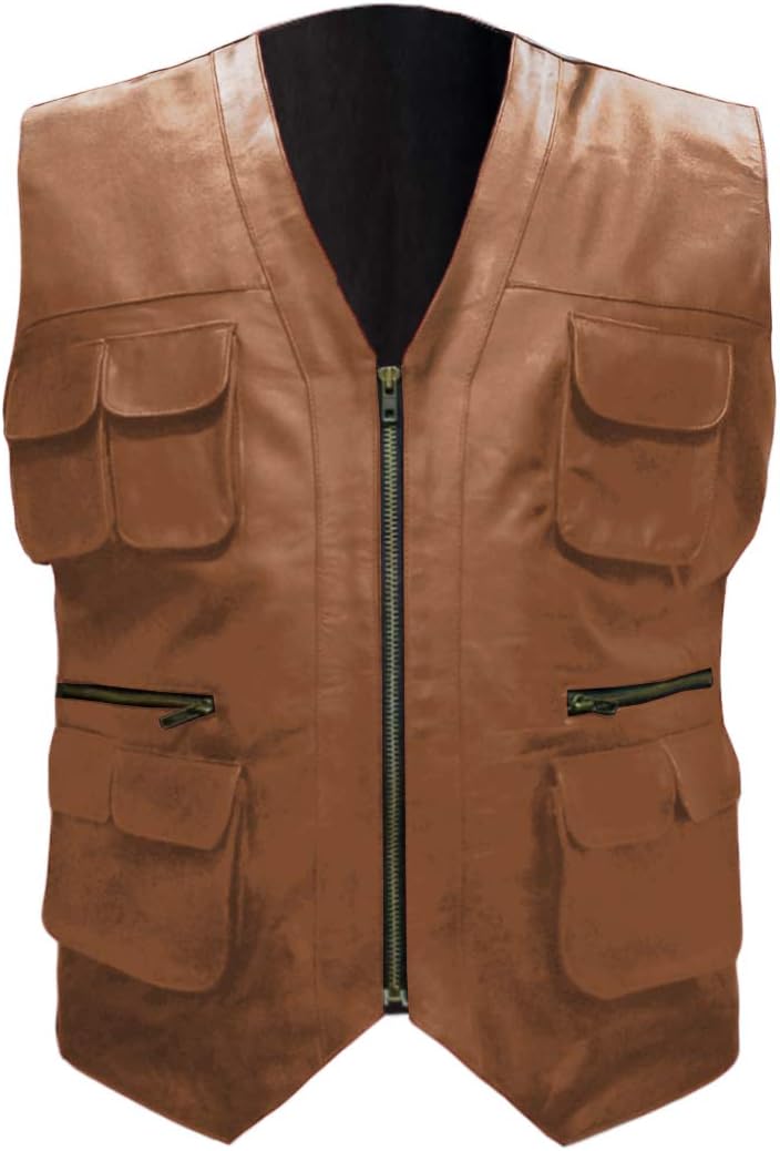Men's Stylish Superb Real Genuine Leather Bomber Biker Jacket Vest