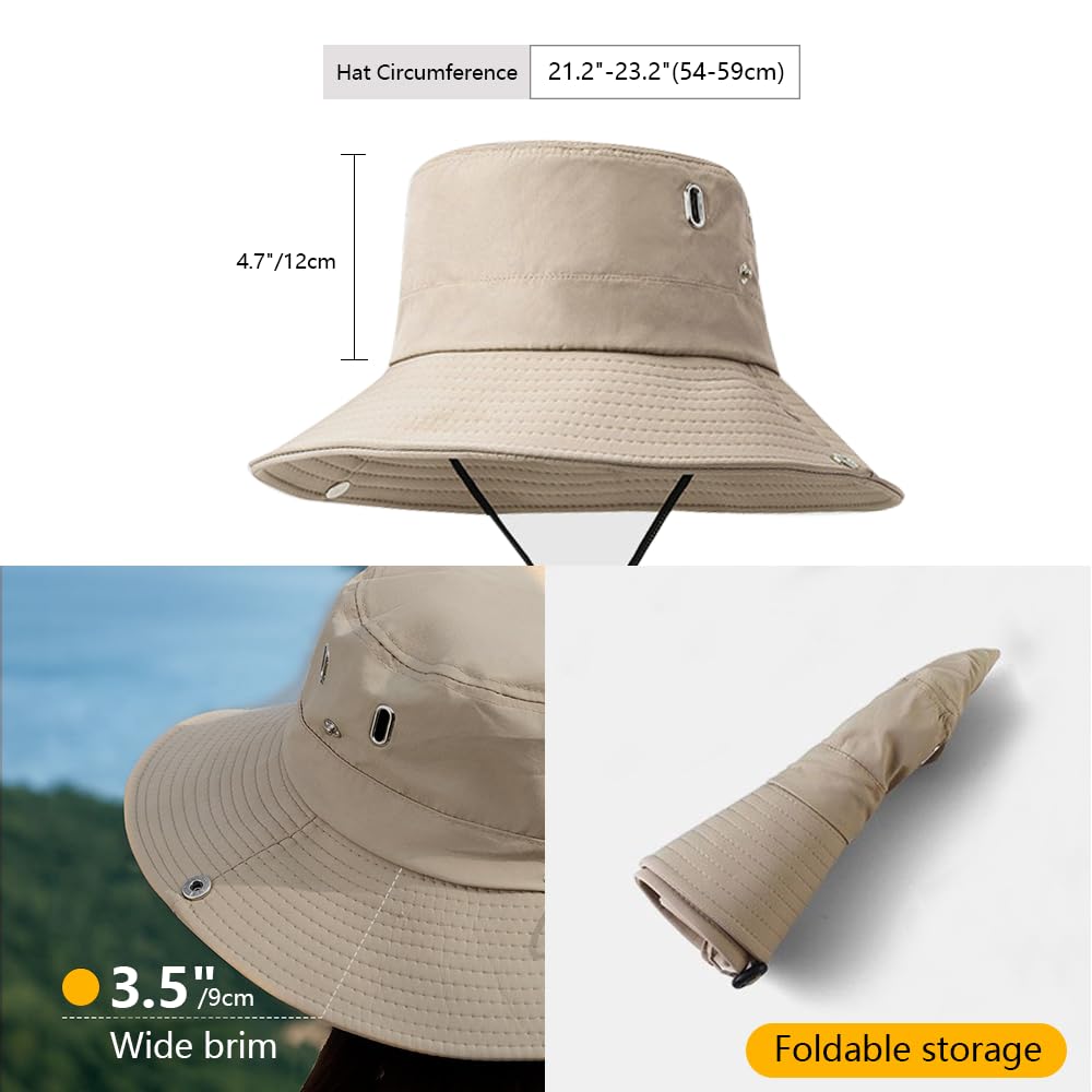 Sombrero de Sol para Mujer Sombrero Al Aire Libre UV Protección Verano Gorro de Pescador para Playa Senderismo Safari Playa de ala Ancha 54-59CM（#1）