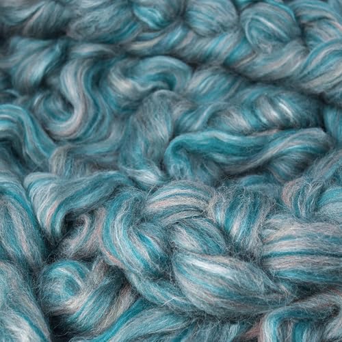 Image of Combed Top Roving. Limited Edition Fiber for Spinning, Needle Felting, Wet Felting, Weaving and Crafting. Fancy, Colorful, Exotic Designer Blend, Swan Song