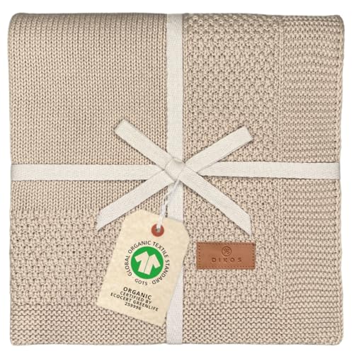 DIKOS® Babydecke (warmes Taupe) – aus 100% Bio-Baumwolle (GOTS...