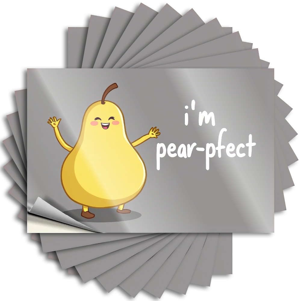 Decal Funny Patio Decor Durable Vinyl - A Cheerful Pear Character with The Phrase I'm Pear-pfect. Helmet for Western Use(6X9CM)