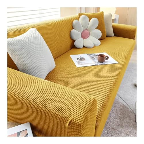 L字型ストレッチソファカバー モジュラーソファスリップカバー 1/2/3/4人掛けリビングルーム用 イエローレモン XLサイズ (235 300 cm) - 完璧なフィット感と 保護