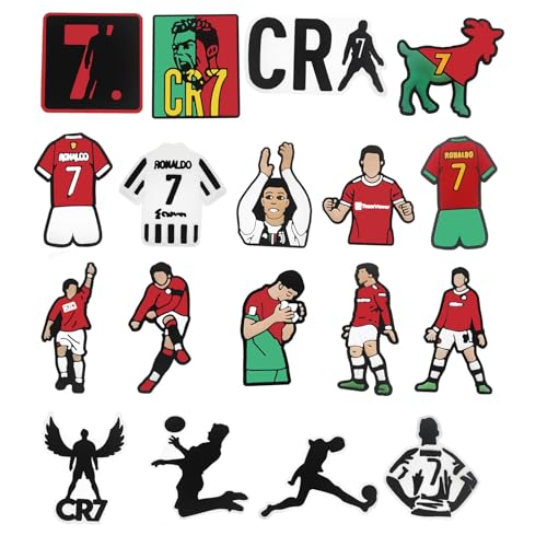 XIROM UN 18pcs Soccer Ball Charms for Clog Shoe Decoration Sports Soccer Football Shoe Charms Accessories Pack for Party Favors Birthday Graduation Gifts World Cup Soccer DIY