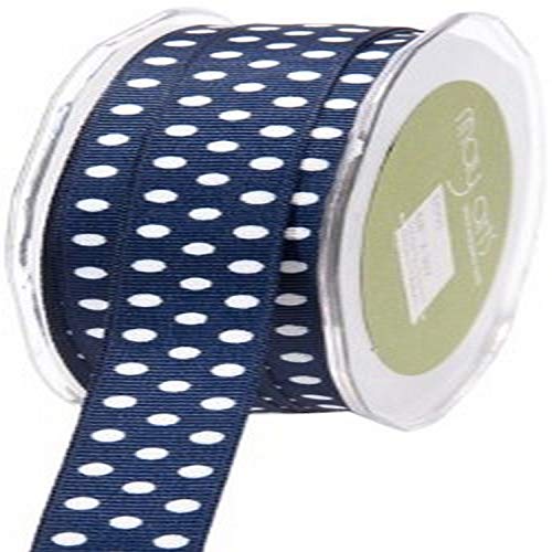 May Arts 5/8-Inch Wide Ribbon, Navy Grosgrain Polka Dot
