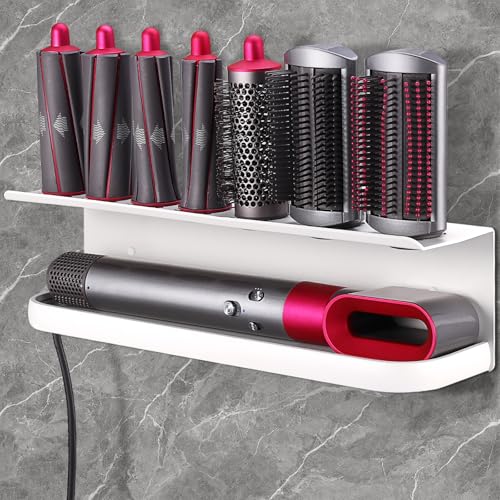 AXNSATRE Halterung für Dyson Airwrap, Wandhalterung mit Schrauben und Kleber für Dyson Airwrap, Halterung ohne Bohren für Dyson Airwrap, Aufbewahrung für Dyson Airwrap (Weiß)
